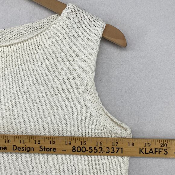 EILEEN FISHER Sweater XS Cotton Nubble Tape Yarn Vest Tank Boat Neck White VTG - Picture 7 of 9